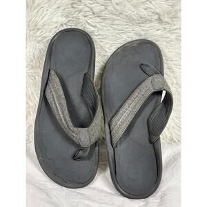 Olukai OHANA Synthetic Flip Flops Thongs Flat Sandals Womens Size 10 Black Gray